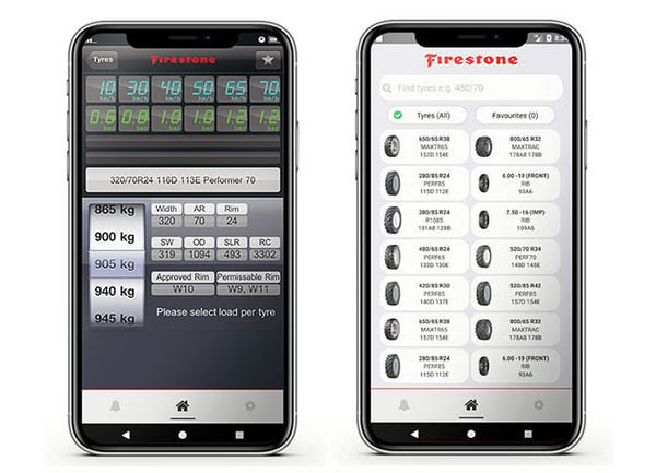 Applicazione gratuita Firestone per il calcolo della pressione