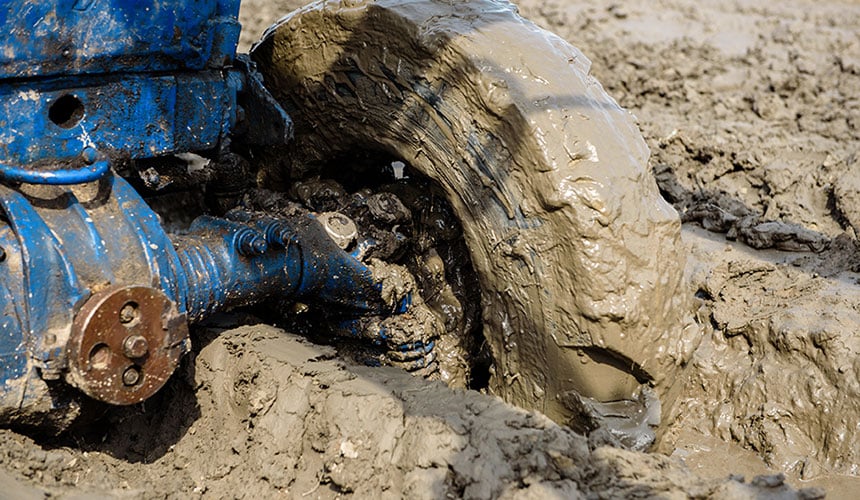 Un terreno argilloso saturo d’acqua aumenta il rischio di stallo