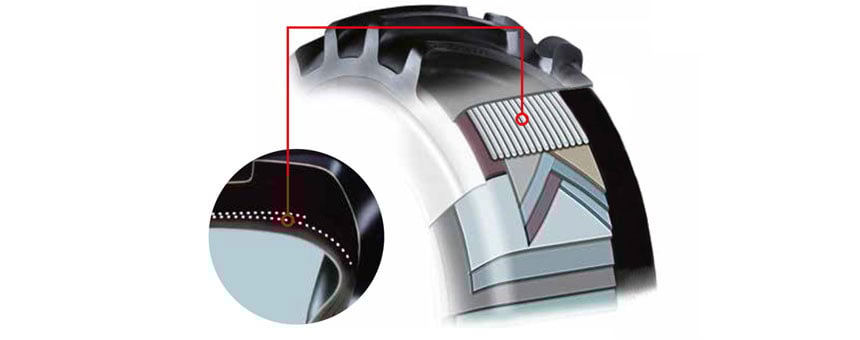 Tele in acciaio nel battistrada del pneumatico Firestone Performer 95
