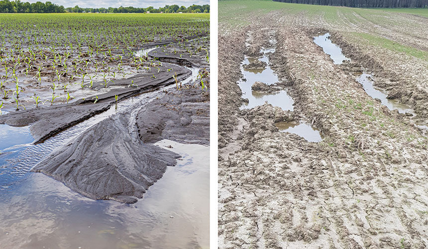 Ristagno dell’acqua e dilavamento su terreni argillosi